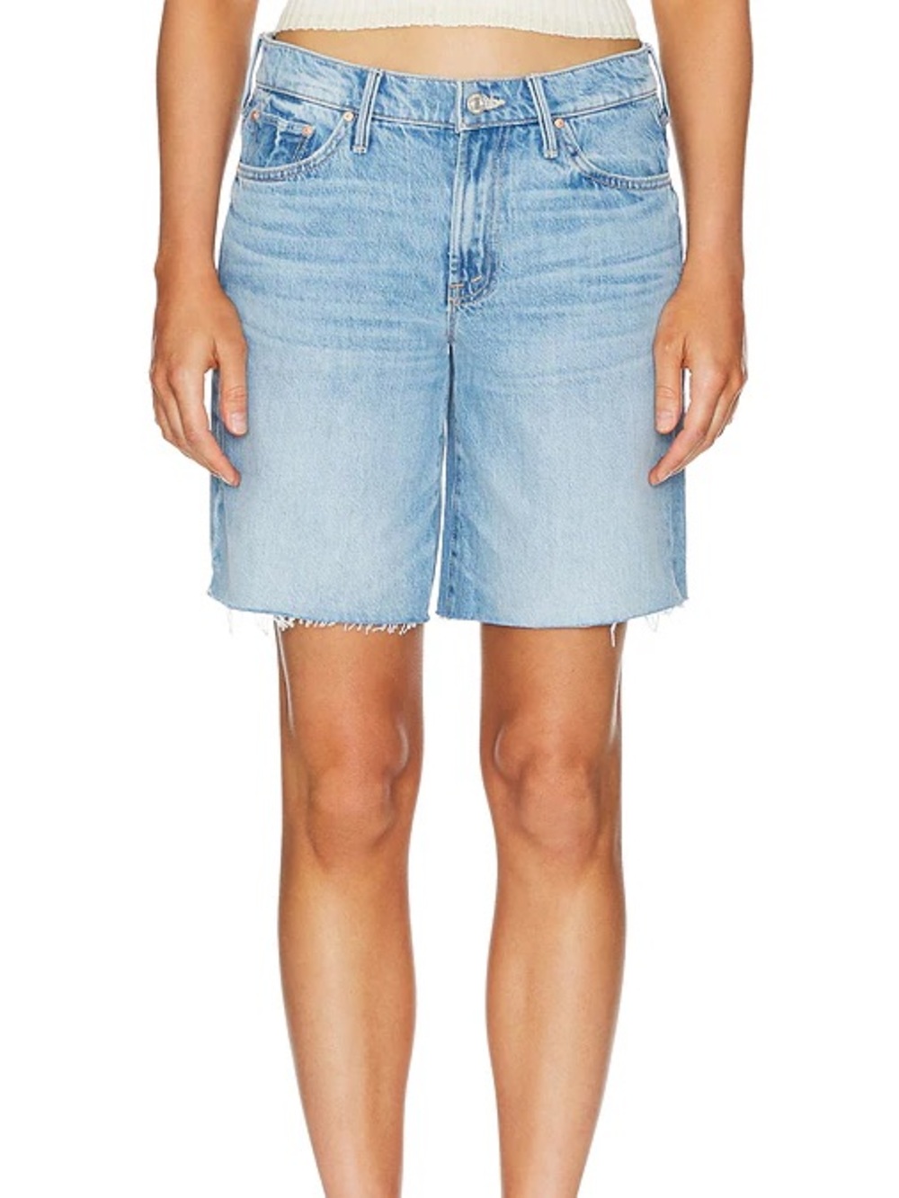 MOTHER Light Blue High-Rise Denim Bermuda Shorts